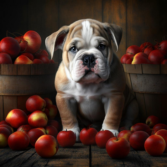 Bulldog Puppy and Apples Diamond Art Kit