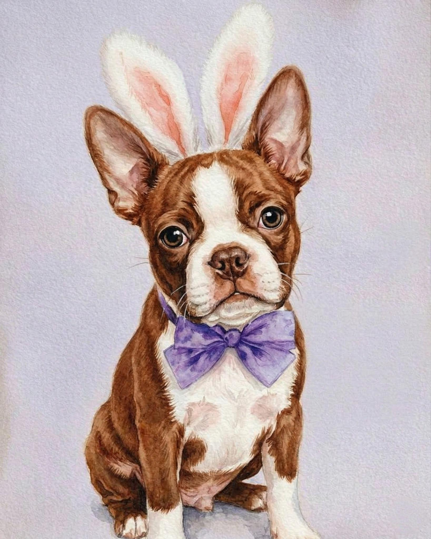 Bunny Red Boston Terrier Diamond Art Kit