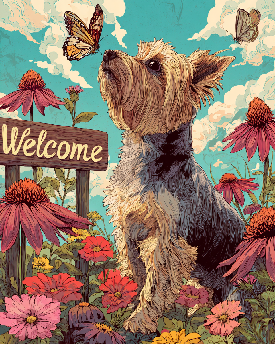 Butterfly and Yorkie Diamond Art Kit