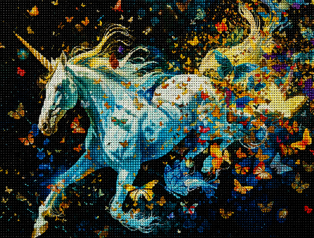 Butterfly Burst White Unicorn Diamond Art Kit — diamond art kit canvas