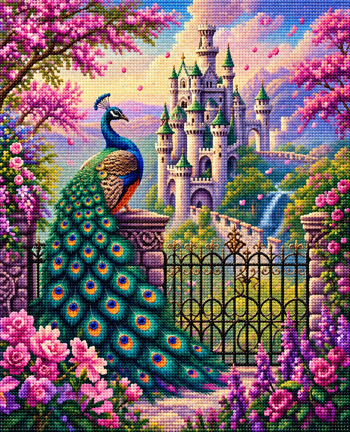 Castle Gate Peacock Diamond Art Kit