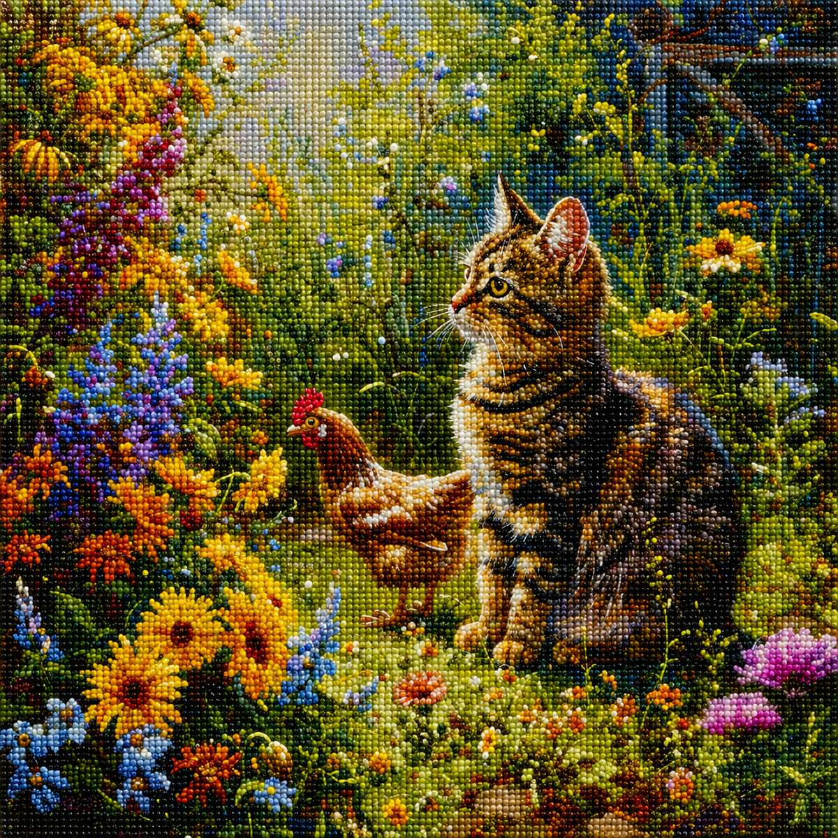 Cat And Chicken Diamond Art Kit