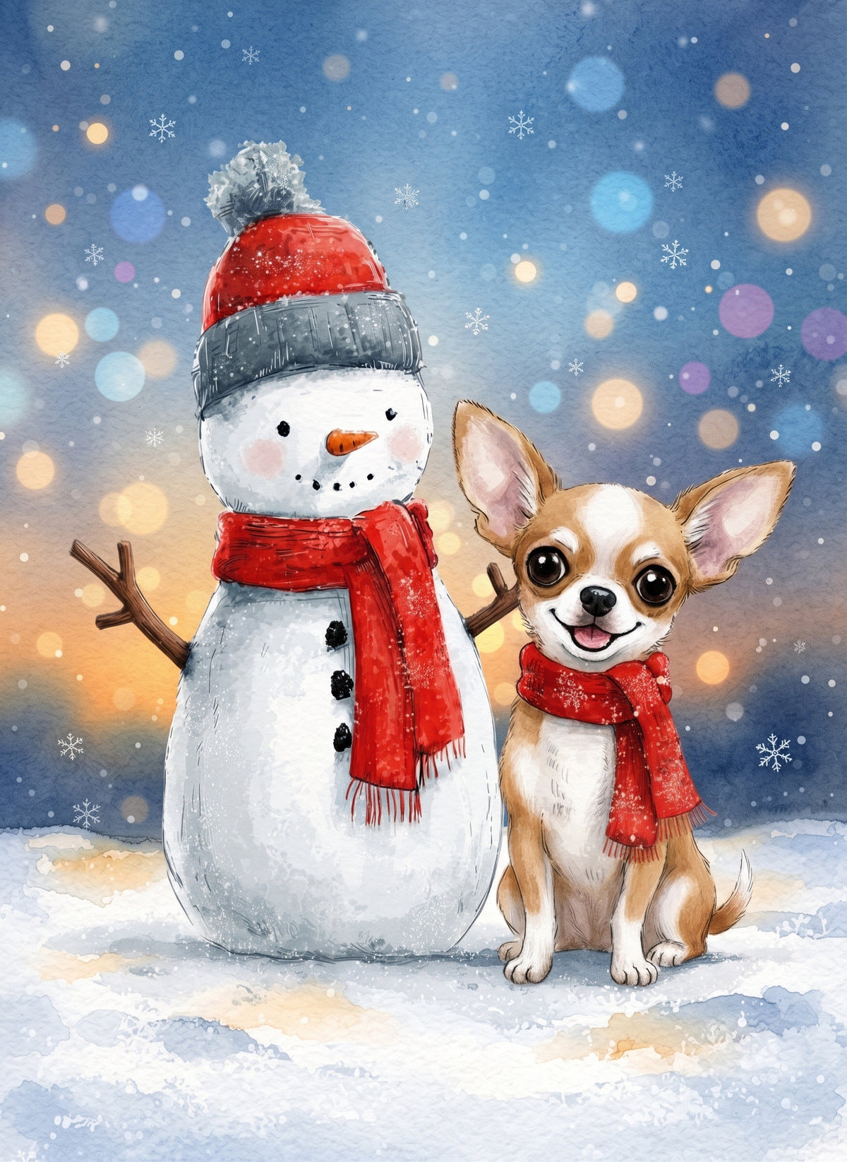 Chihuahua And Snowman Diamond Art Kit