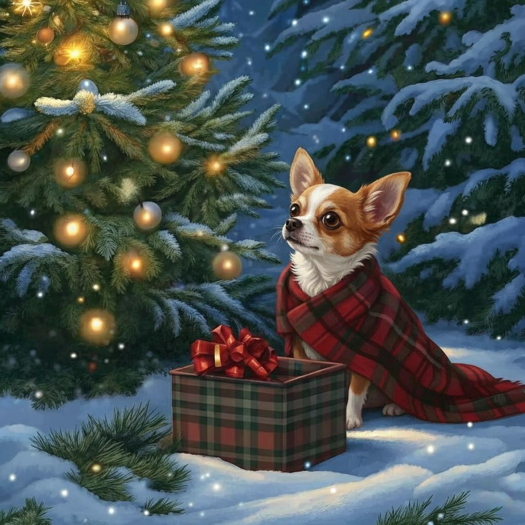 Chihuahua Christmas Present Diamond Art Kit
