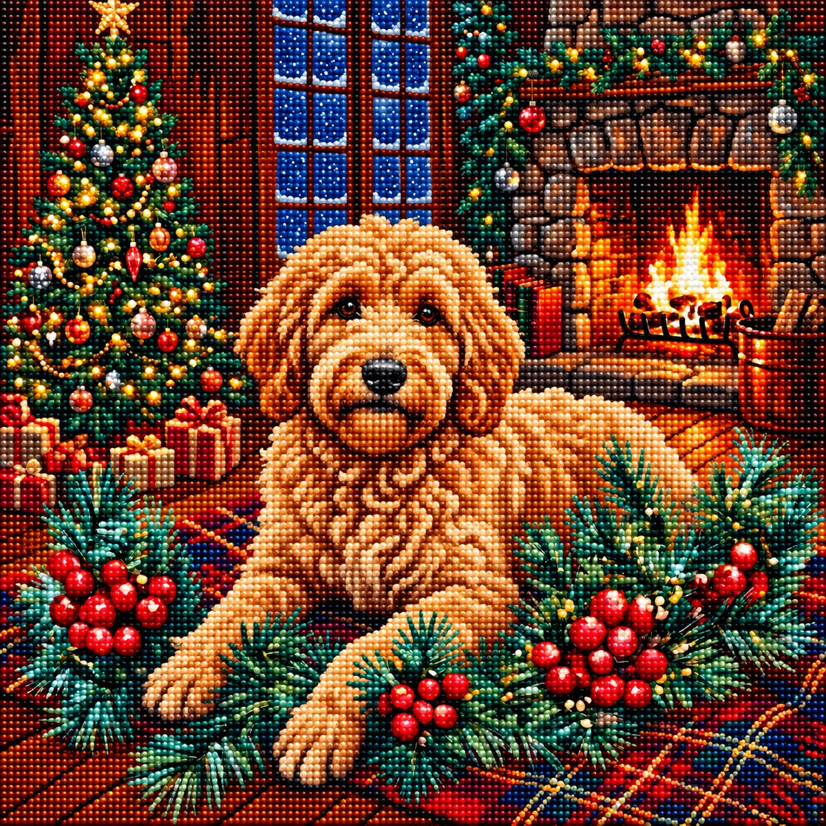 Christmas Holly Golden Noodle Diamond Art Kit