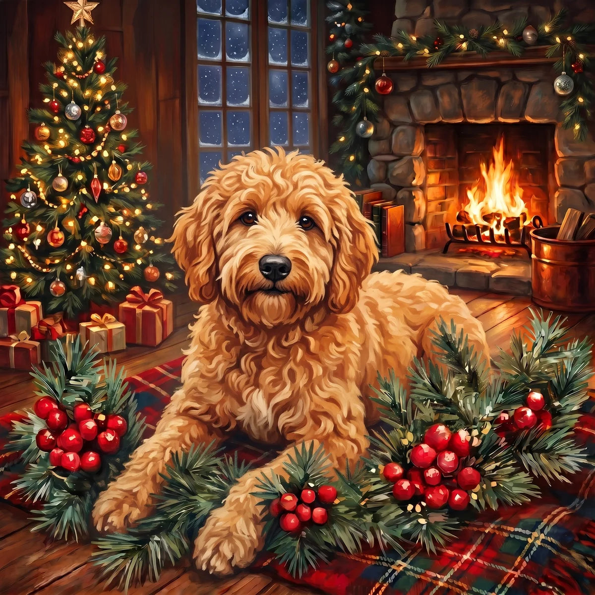 Christmas Holly Golden Noodle Diamond Art Kit