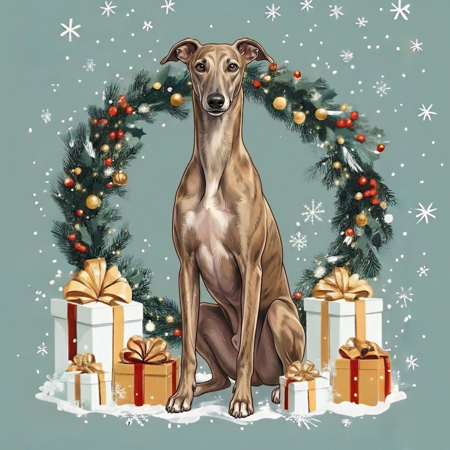 Christmas Arch and Presents Greyhound Diamond Art Kit