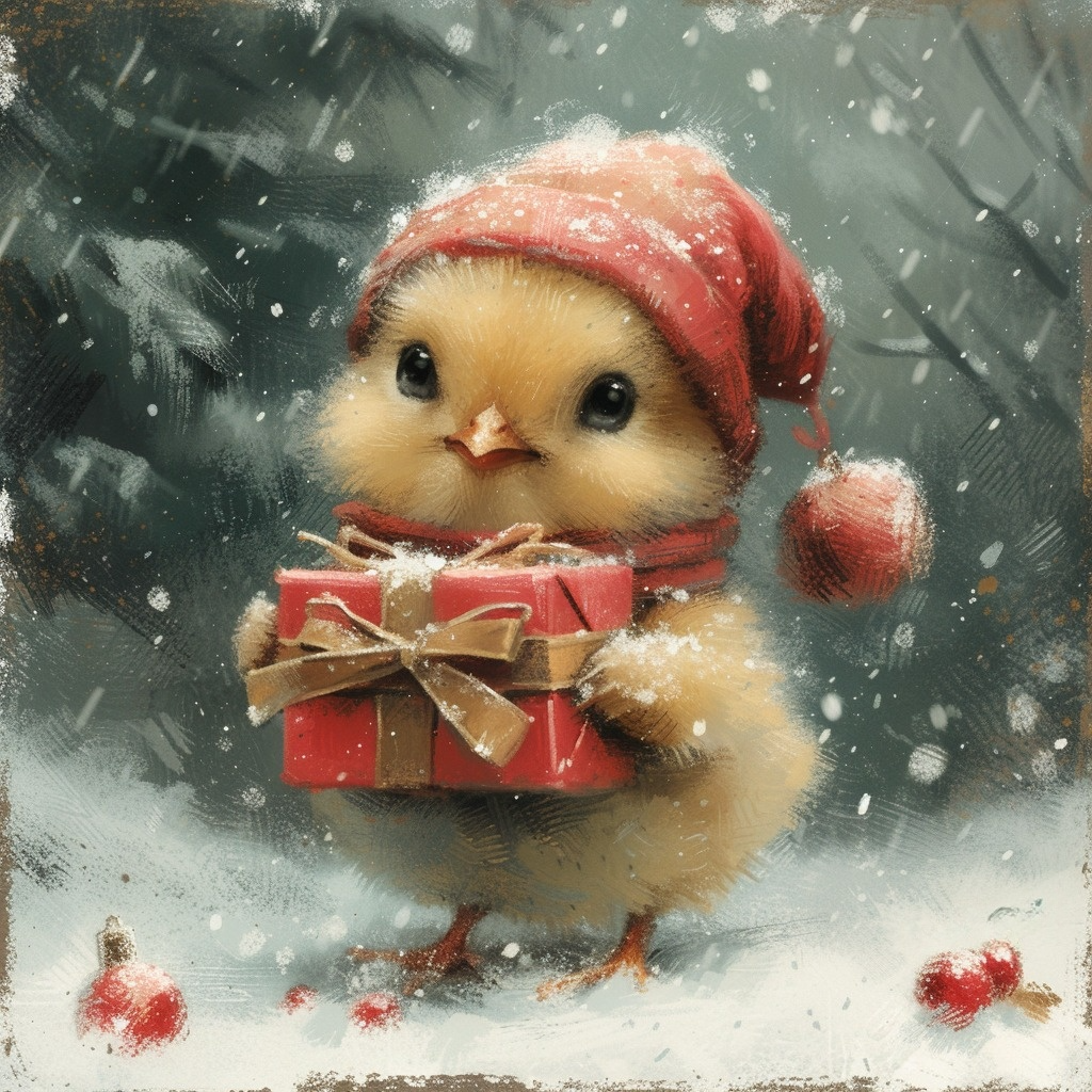 Christmas Present Chick Diamond Art Kit