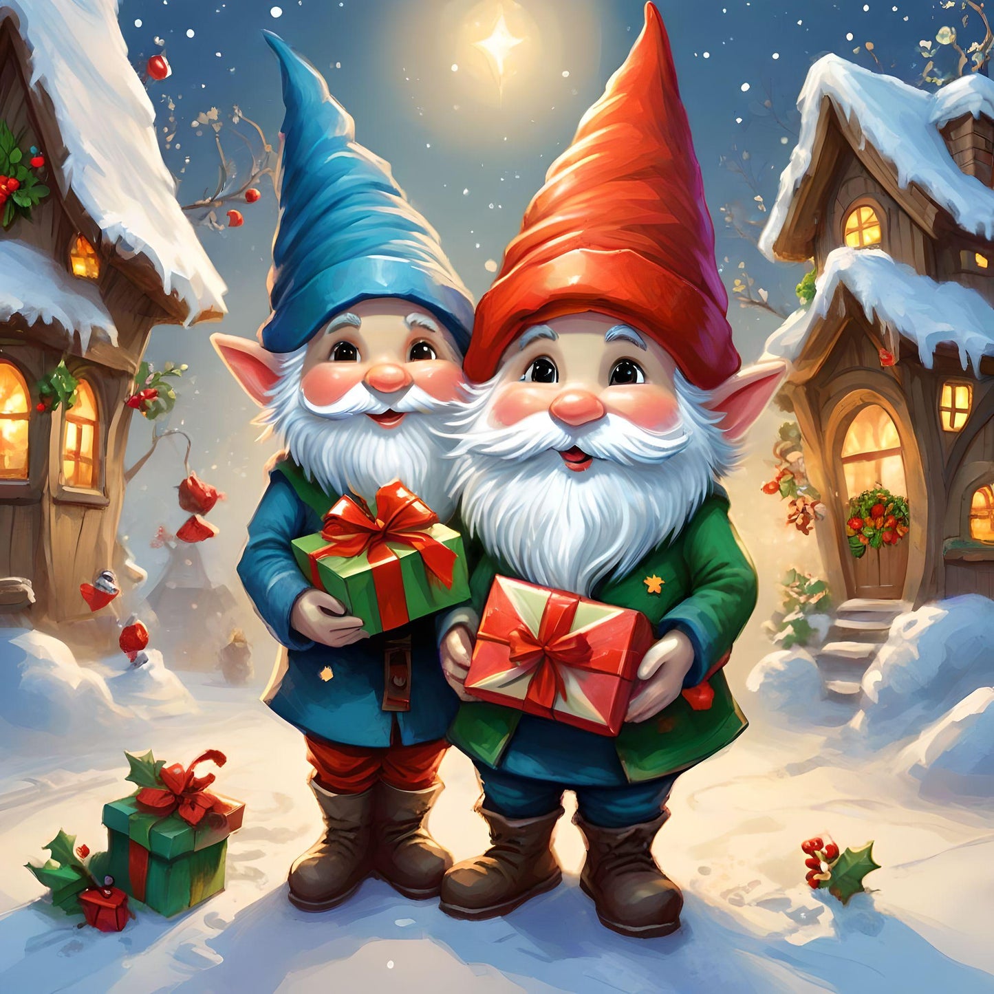 Christmas Present Gnomes Diamond Art Kit