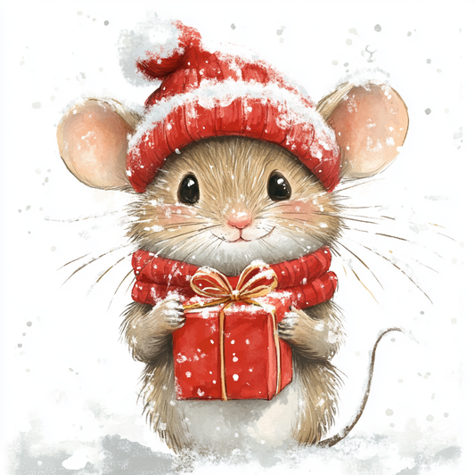 Christmas Present Mouse Diamond Art Kit