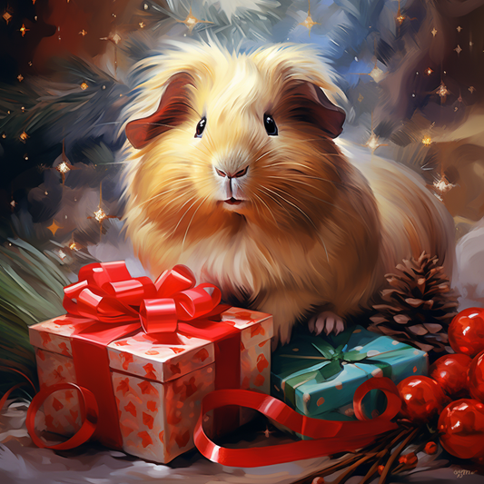 Christmas Present Guinea Pig Diamond Art Kit