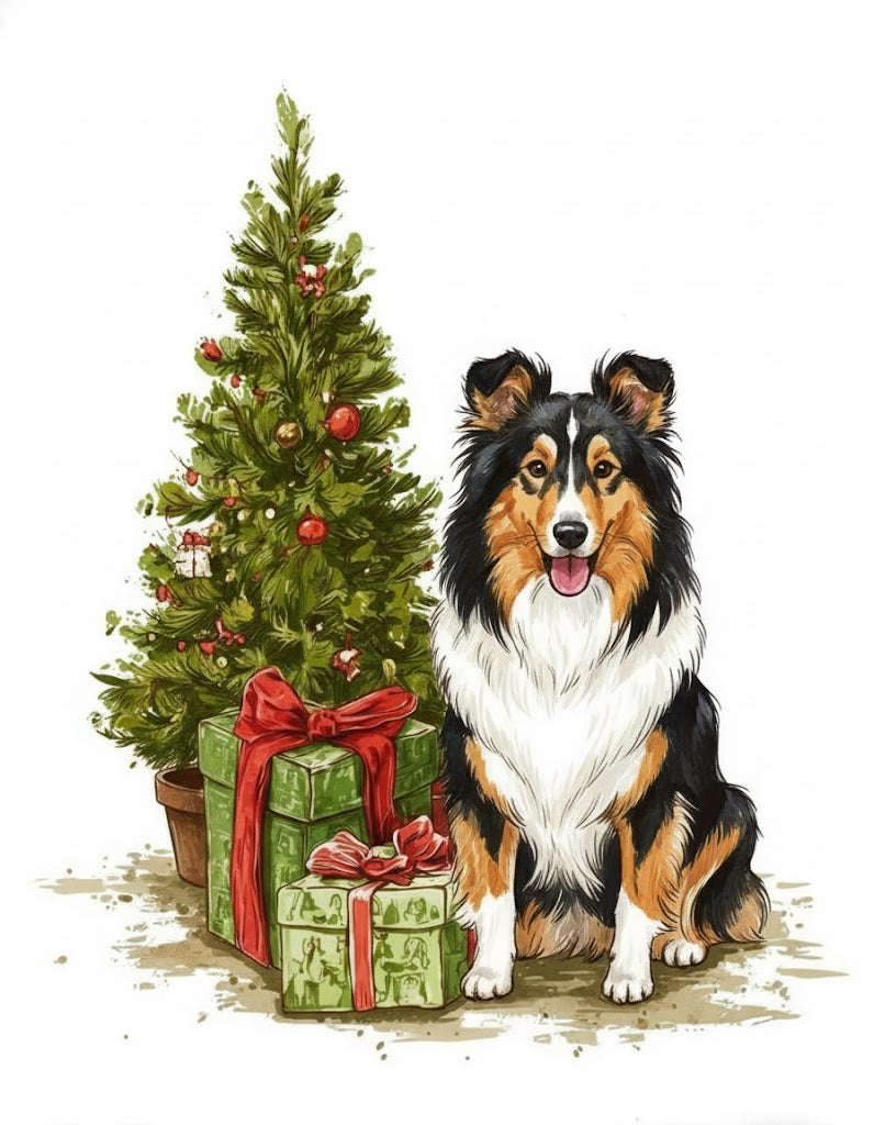 Christmas Presents and Sheltie Diamond Art Kit