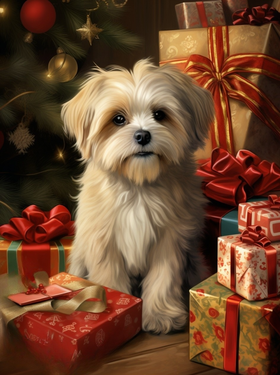 Christmas Puppy and Presents Diamond Art Kit