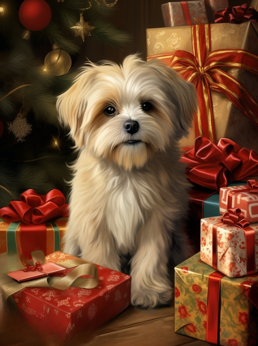 Christmas Puppy and Presents Diamond Art Kit