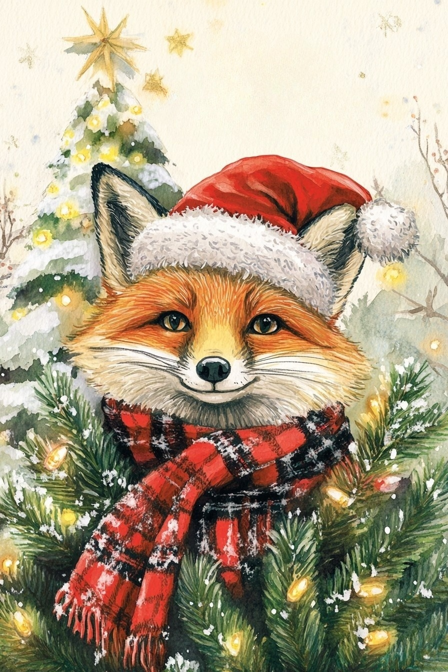 Christmas Scarf Fox Diamond Art Kit