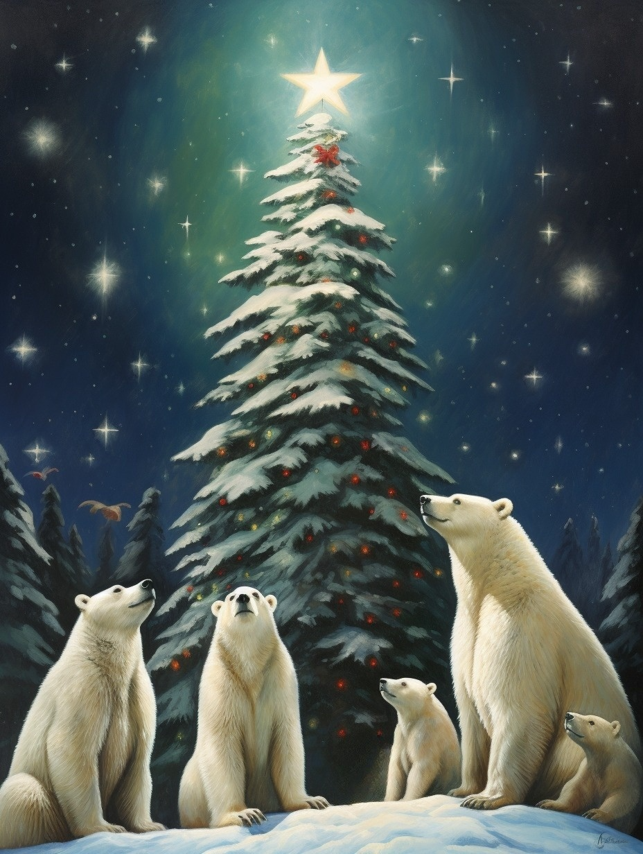 Christmas Star Polar Bears Diamond Art Kit