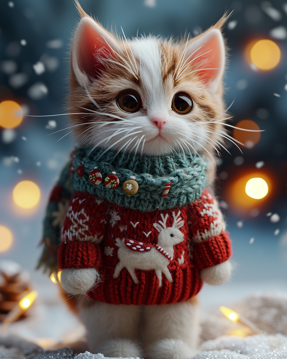 Christmas Sweater Little Kitten Diamond Art Kit