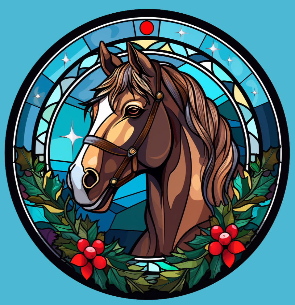 Christmastime Brown Horse Abstract Diamond Art Kit