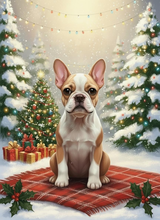Christmas Tree and Presents French Bulldog Diamond Art Kit