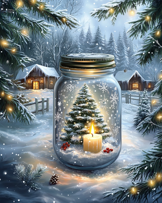 Christmas Tree Candle Jar Diamond Art Kit