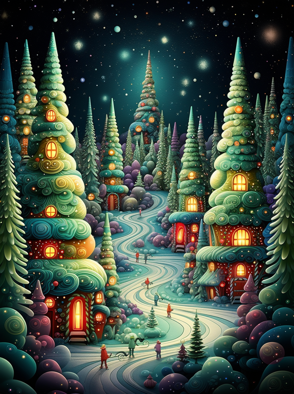 Christmas Tree House Village Diamond Art Kit