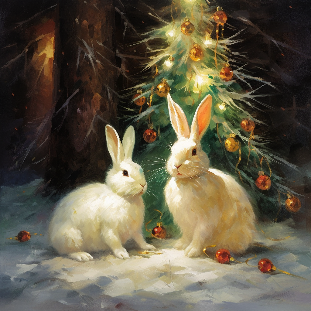 Christmas Tree Rabbits Diamond Art Kit