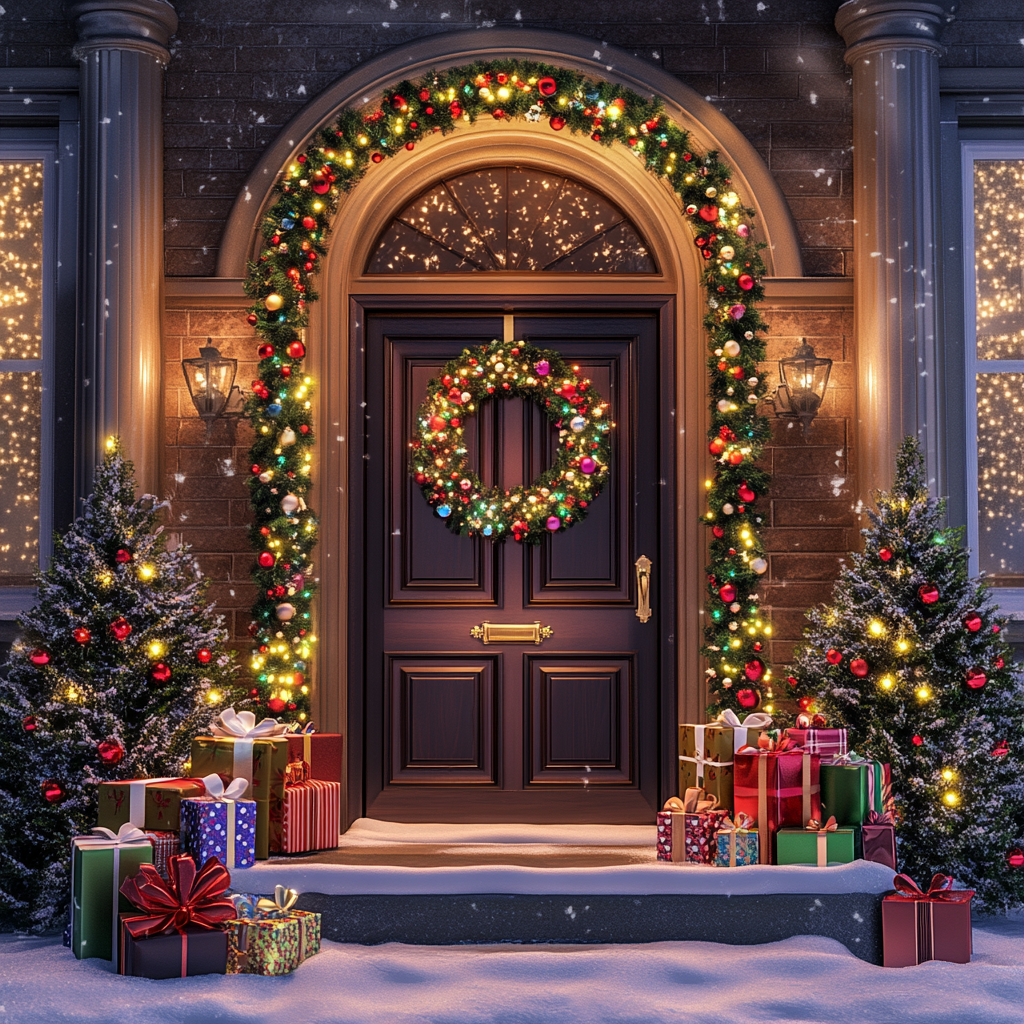 Christmas Tree and Presents Front Door Diamond Art Kit