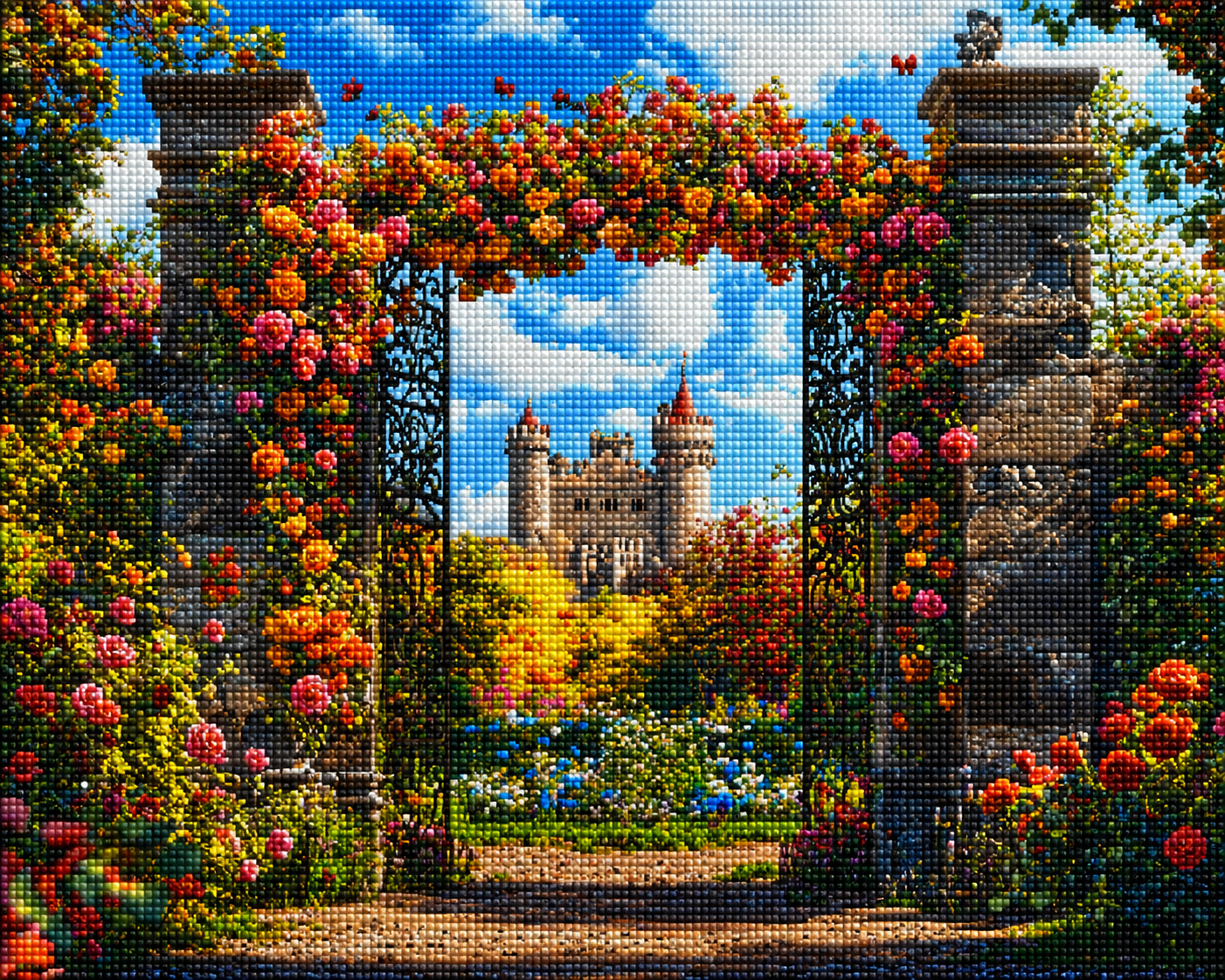 Climbing Roses Castle Gates Diamond Art Kit