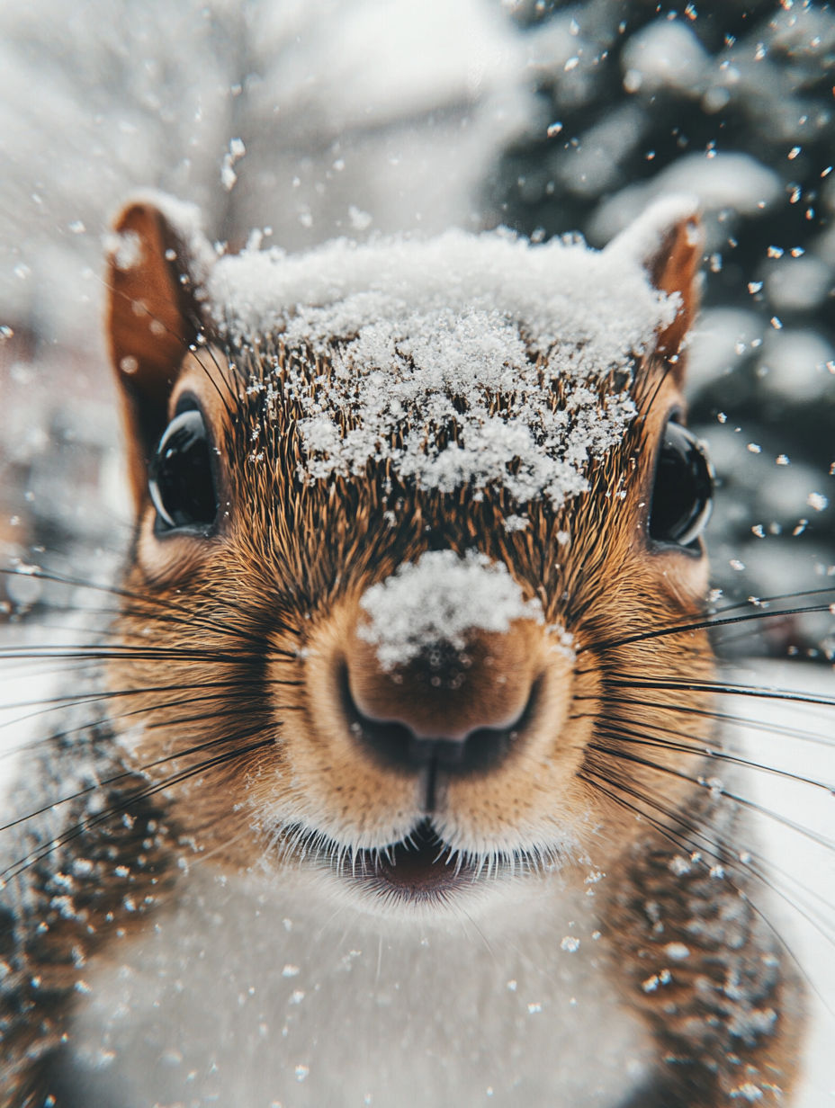 Closeup Snowy Squirrel Diamond Art Kit