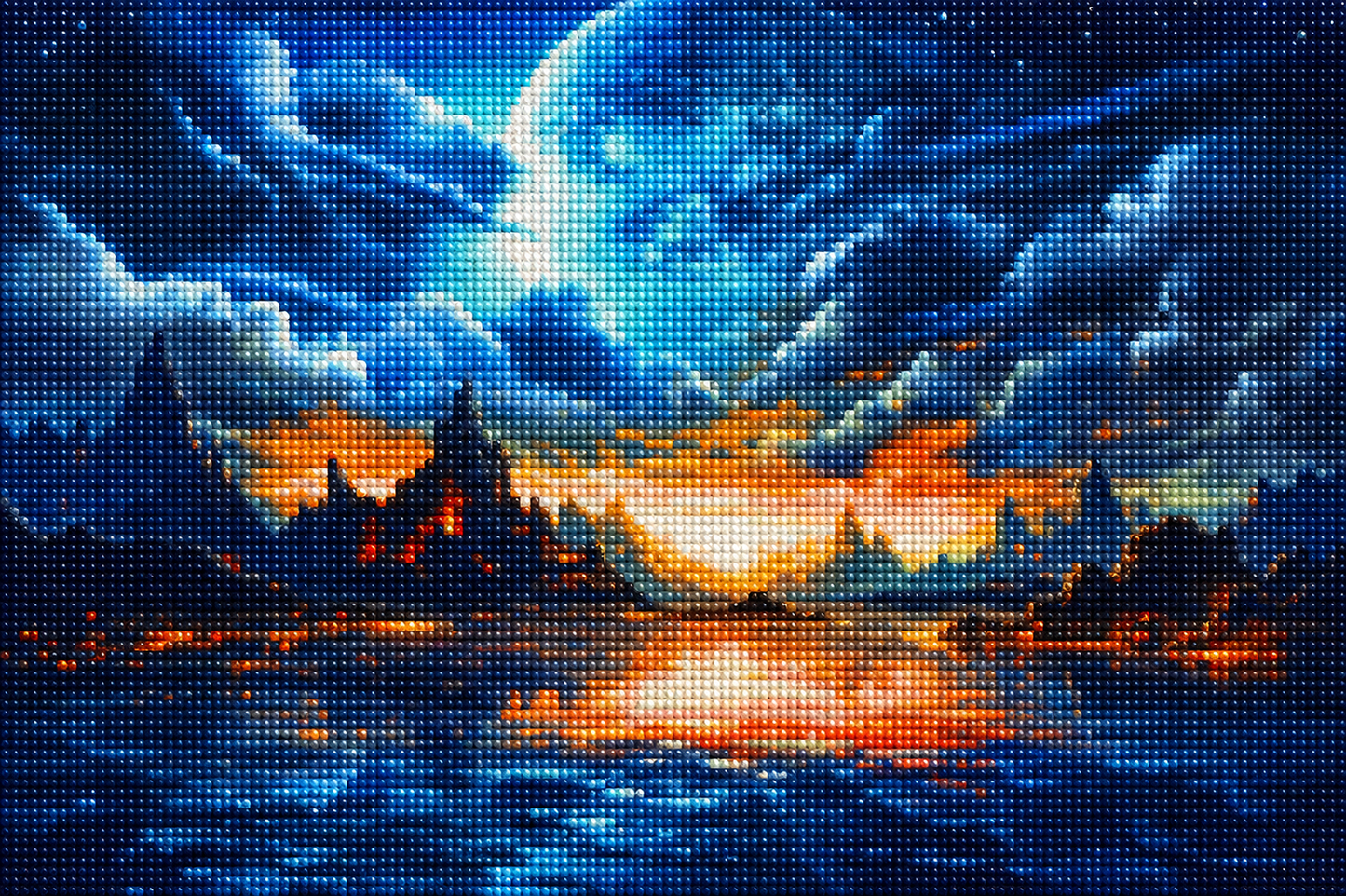 Clouded Moon Sunset Diamond Art Kit