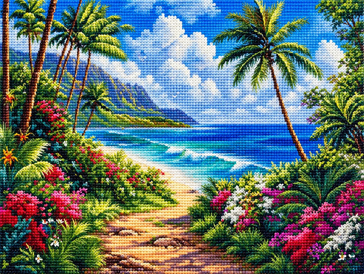 Clouded Sky Beach Pathway Diamond Art Kit