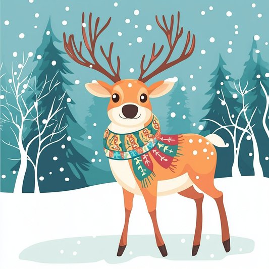 Colorful Scarf Reindeer Diamond Art Kit