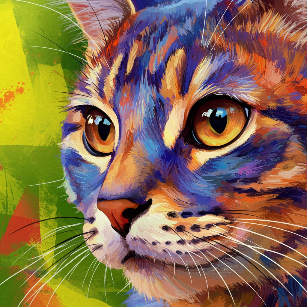 Colorful Abstract Cat Face Diamond Art Kit