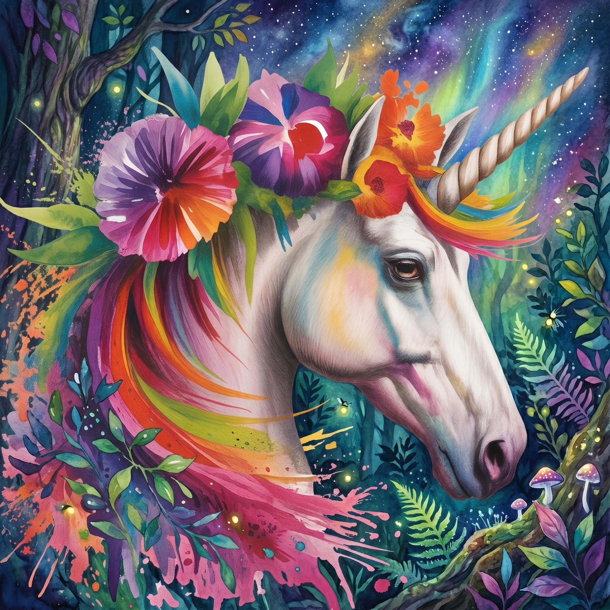Colorful Abstract Painted Unicorn Diamond Art Kit