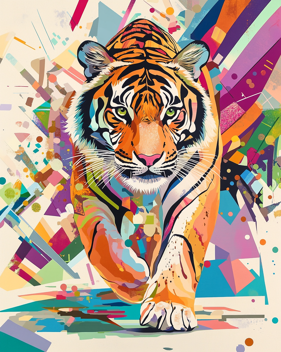 Colorful Background Abstract Tiger Diamond Art Kit