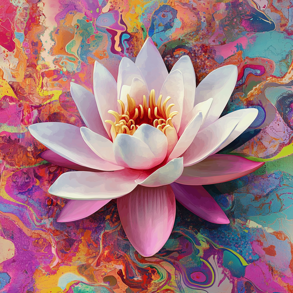 Colorful Background Lotus Diamond Art Kit