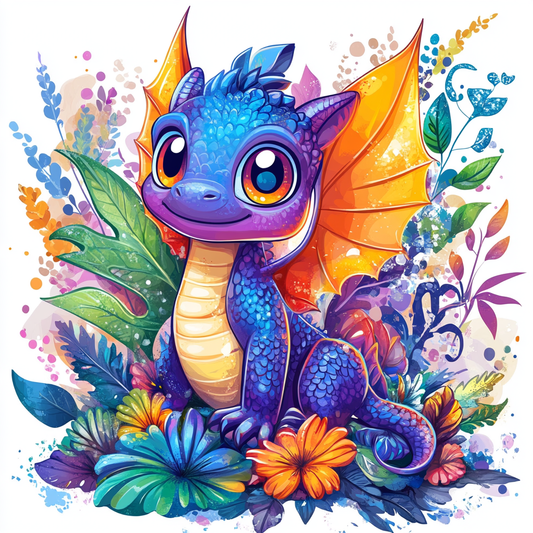 Colorful Blue Baby Dragon Diamond Art Kit
