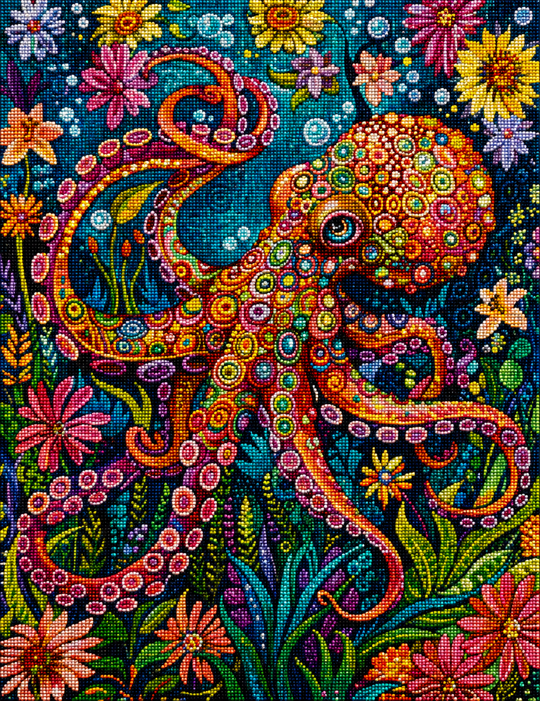 Colorful Circle Abstract Octopus Diamond Art Kit