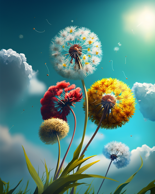Colorful Dandelions in the Sun Diamond Art Kit