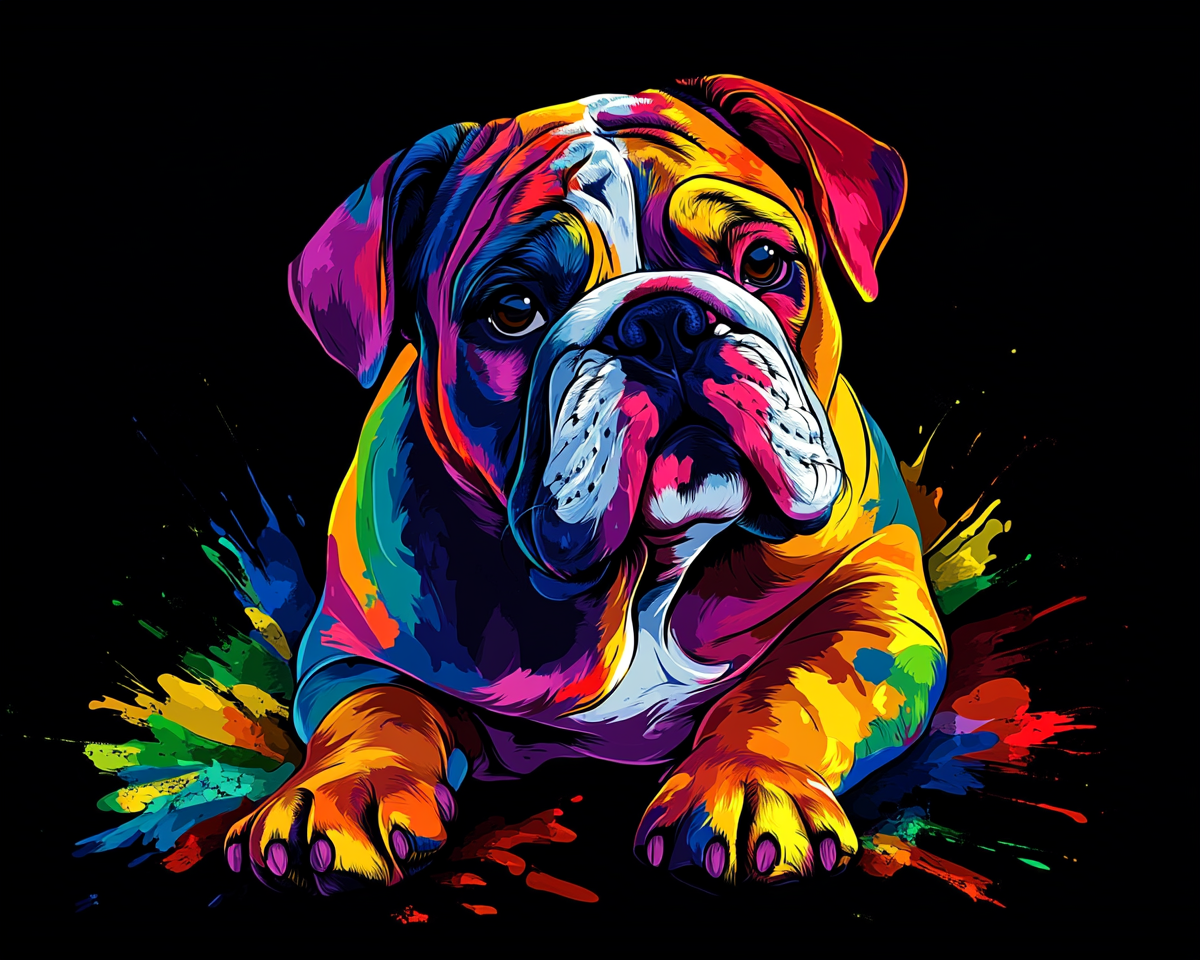 Colorful English Bulldog Diamond Art Kit