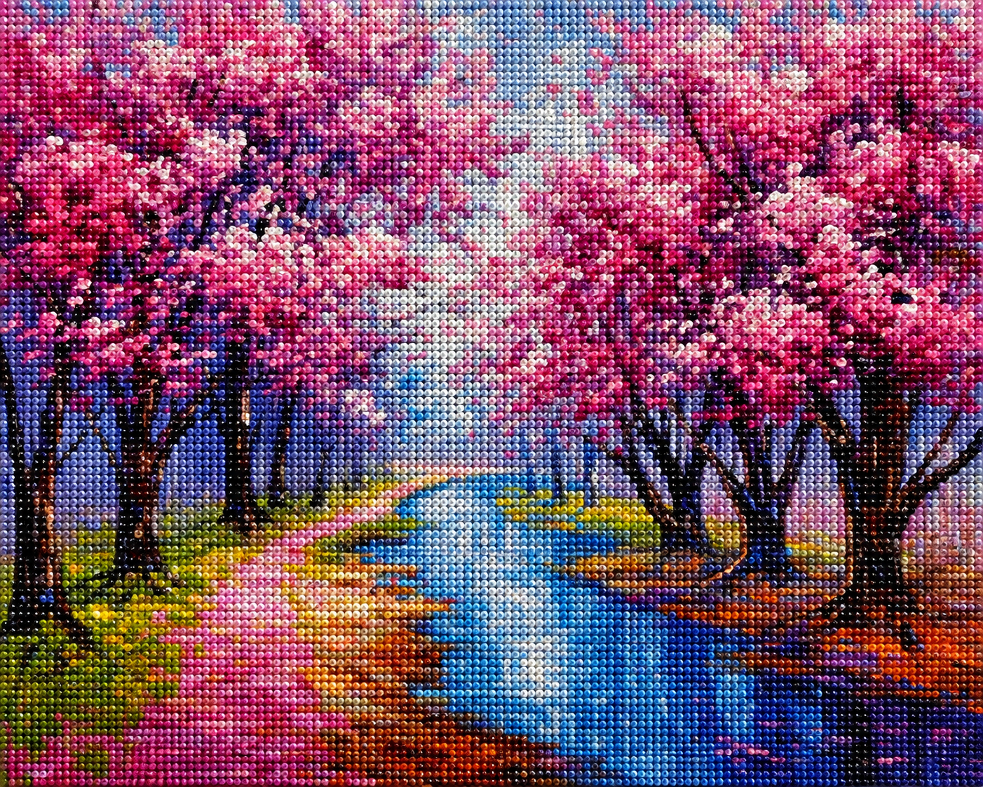 Colorful Ground Cherry Blossom Trees Diamond Art Kit