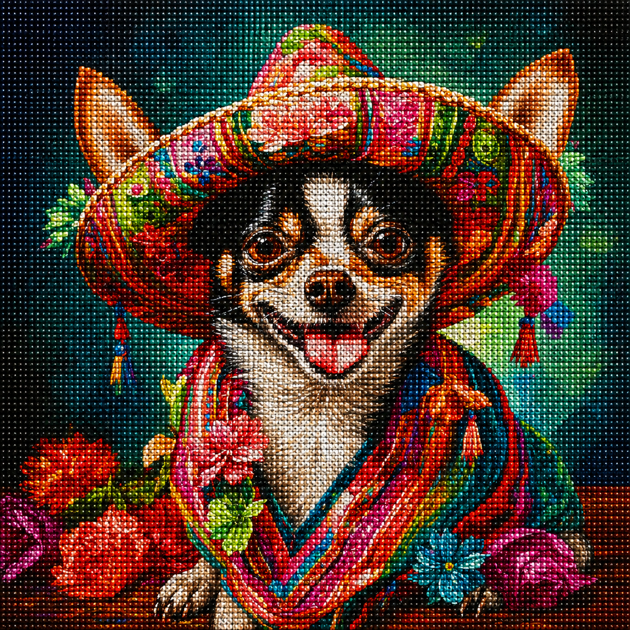 Colorful Hat Chihuahua Diamond Art Kit — diamond art kit canvas
