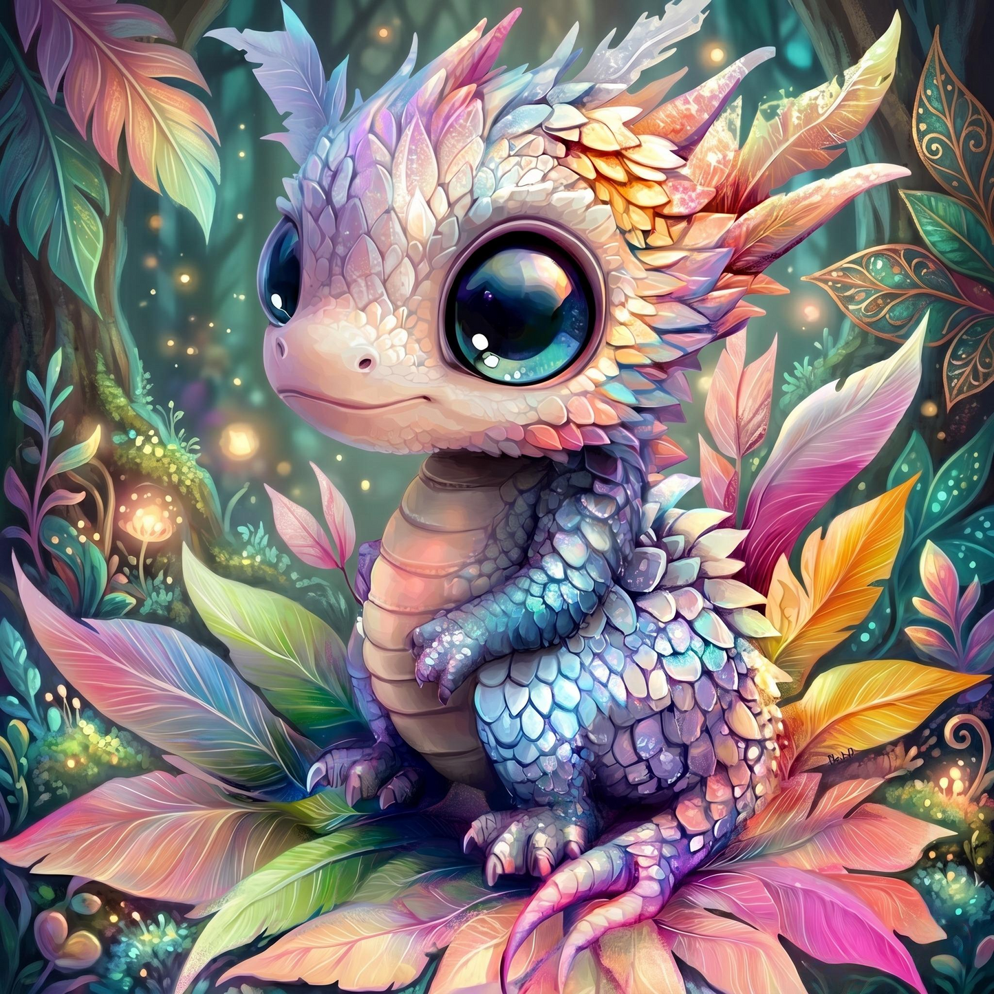 Colorful Rainbow Baby Dragon Diamond Art Kit