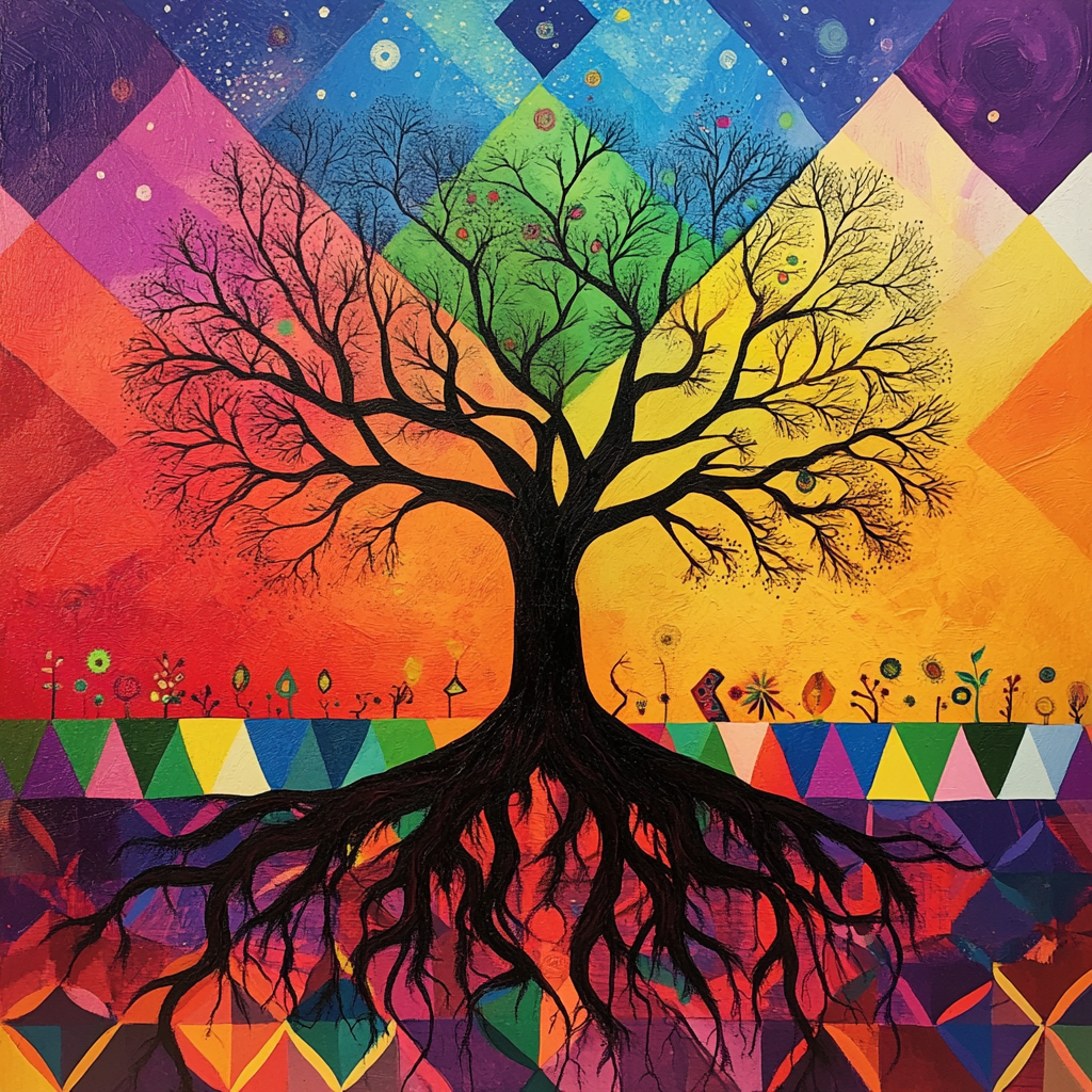 Colorful Shape Tree of Life Diamond Art Kit