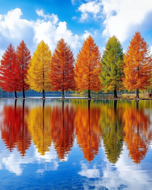 Colorful Trees By the Water Diamond Art Kit