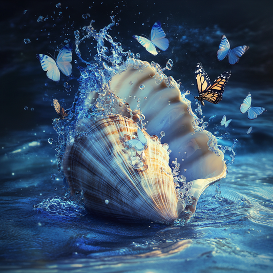 Conch Shell and Butterflies Diamond Art Kit