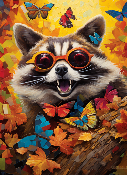 Cool Sunglasses Raccoon Diamond Art Kit