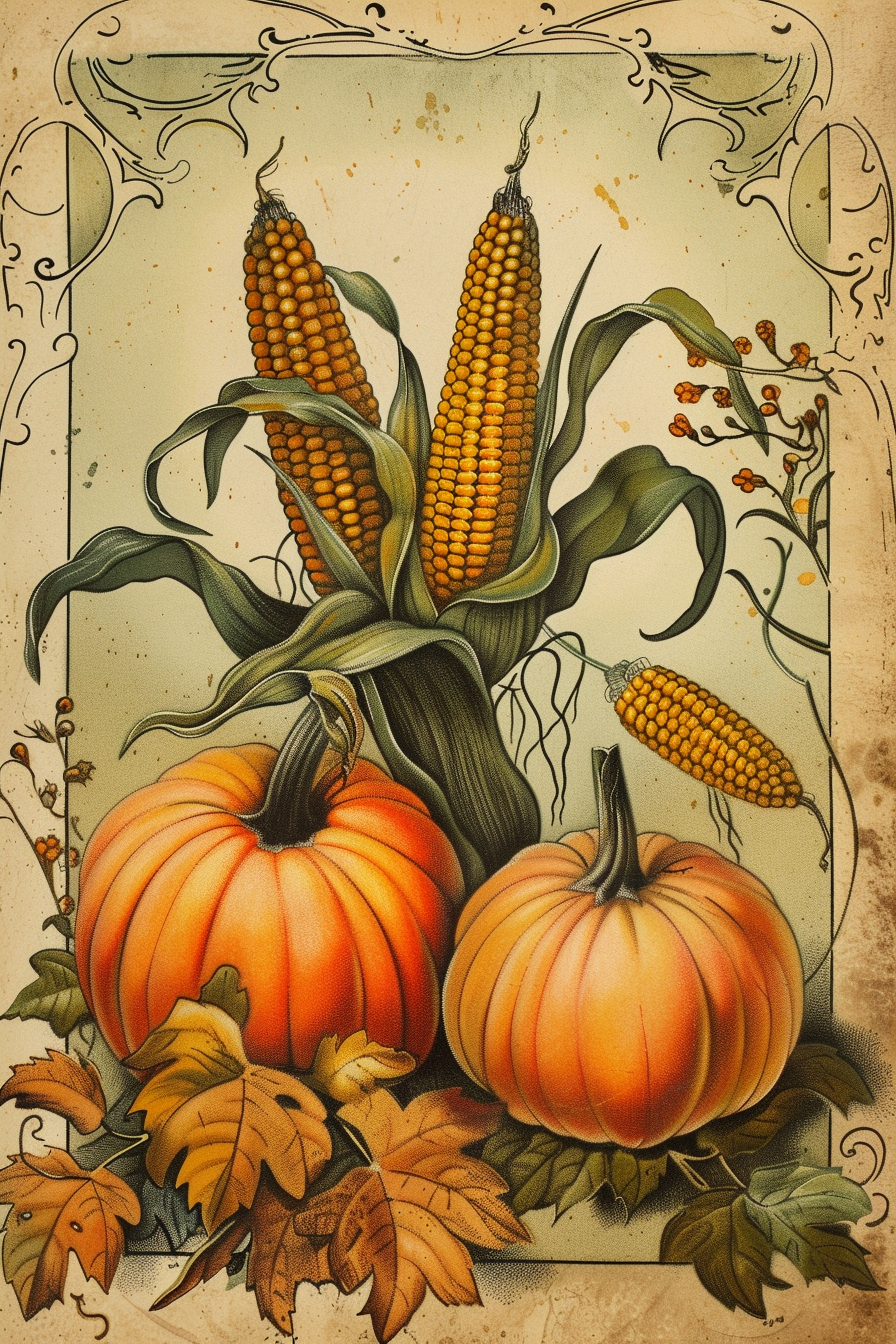 Corn and Pumpkins Diamond Art Kit