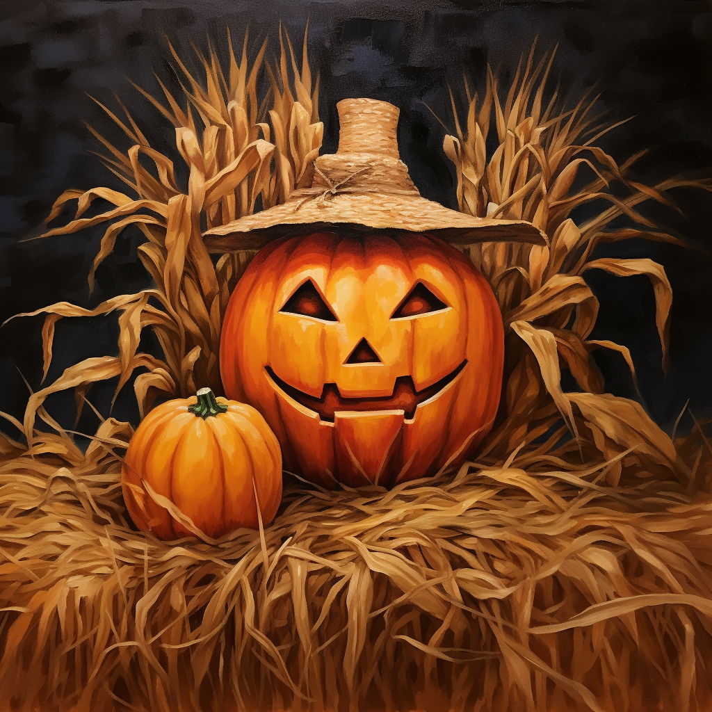 Cornstalks and Carved Pumpkin Diamond Art Kit
