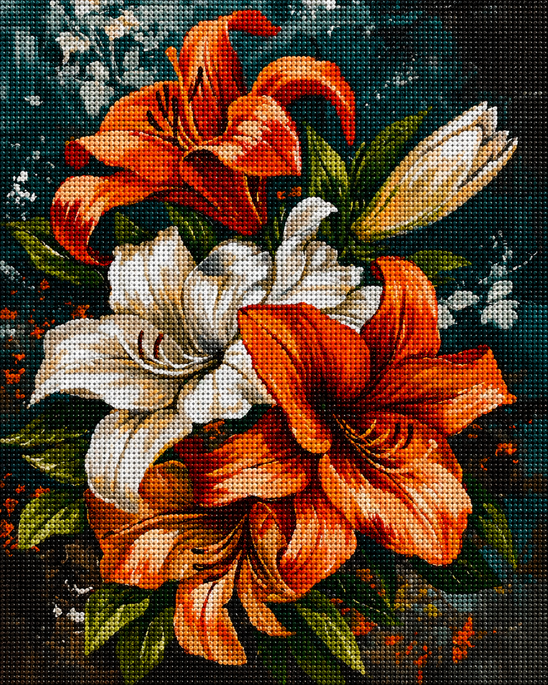 Cream And Orange Lilies Diamond Art Kit